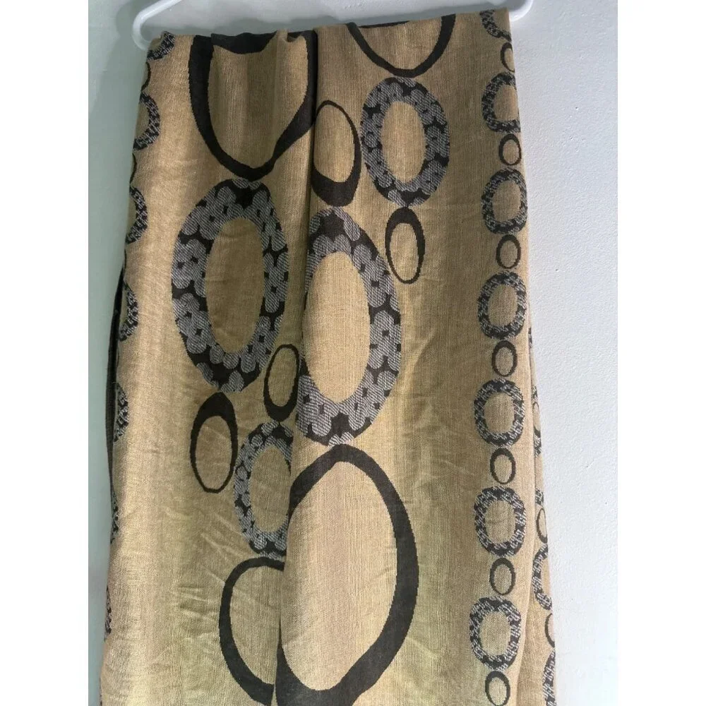 Women’s Tan Pashmina Silk Blend Wrap Scarf Luxury Vintage Old Money Preppy Y2K